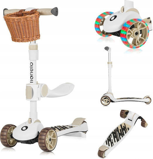 Lionelo Kids Scooter Foldable Franky 3-Wheel with Seat for 12 Months Beige