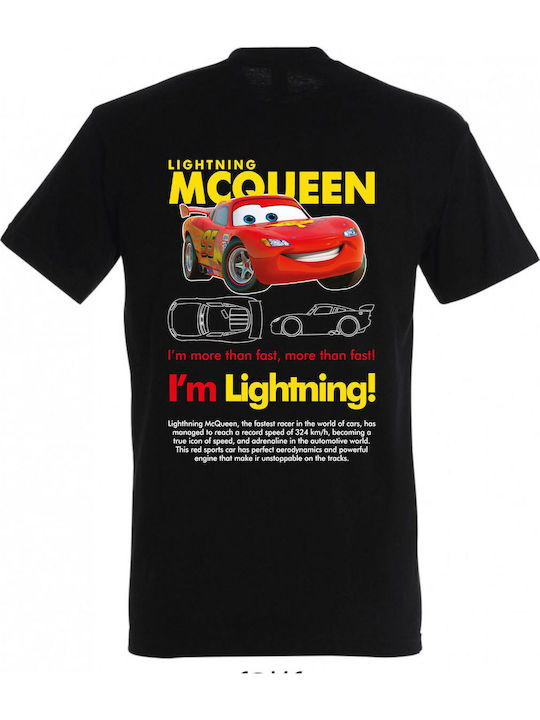 kirikoko Mcqueen I'm Lightning Cars Mcqueen T-shirt Black Cotton