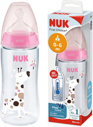 Nuk Plastic Baby Bottle Anti-Colic with Silicone Nipple for 0-6 months Pink 300ml