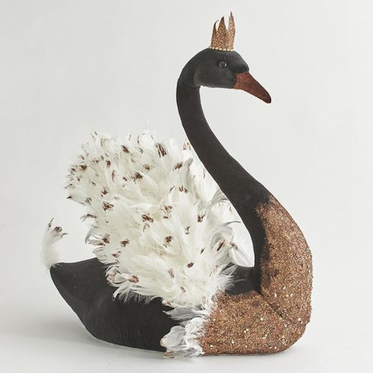 Eurolamp Samt Schwarzer Schwan mit Kupferglitter 59cm