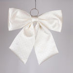 White Bow with Crystals 44cm