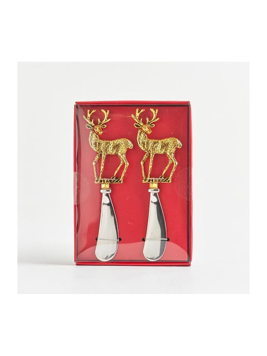 Gold Reindeer Butter Knife Set of 2