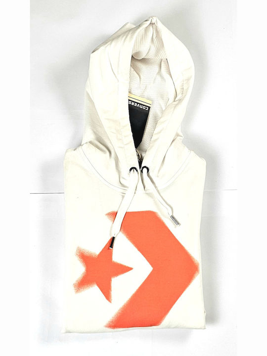 Women's Sweatshirt Hooded White/Orange