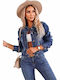 Women's Short Jean Jacket for Spring or Autumn Blue