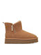 Suede Women's Ankle Boots with Fur Tabac Brown