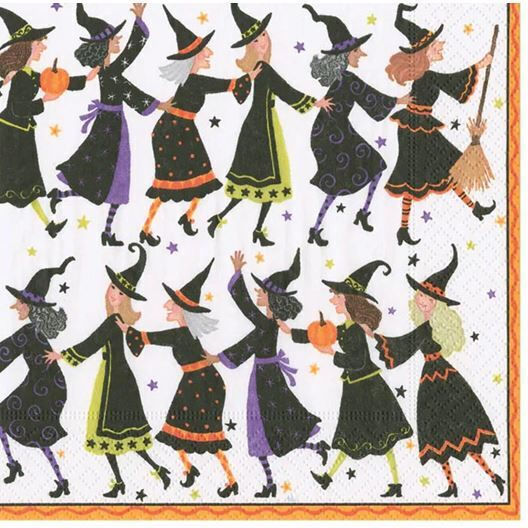 Cocktail Witches Conga Line Party Napkins 12.5x12.5cm Caspari 20 Pieces