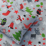 Pair of Christmas Pillowcases Snowman Grey