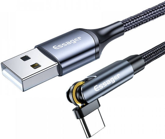 Essager Braided Cablu USB la Lightning / Type-C / micro USB cu mai multe porturi 3A Gri 1m (253A22)
