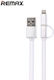 Remax Aurora 2 Flat USB to Lightning / micro USB Cable Λευκό 1m