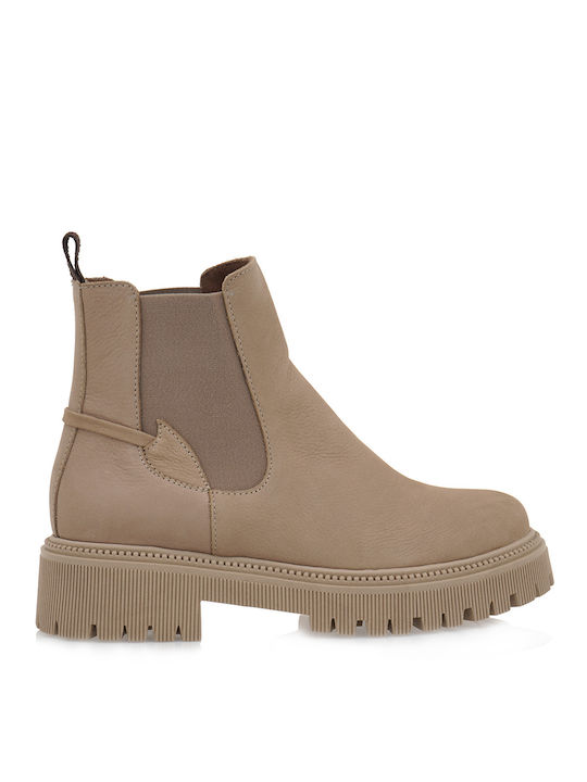 Ragazza Leder Damen Knöchelstiefel Beige