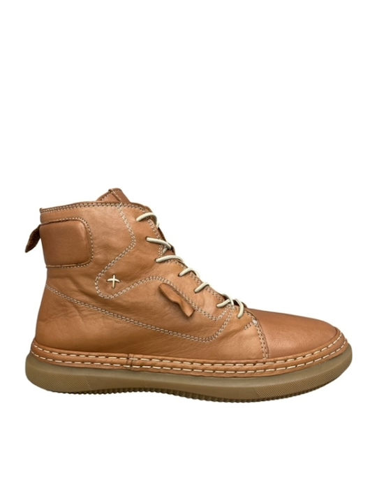 Leder Stiefeletten Damen Tabac Braun