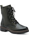 Leather Women's Ankle Boots Green