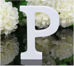 Γράμμα P Λευκό Ξύλινο Nuevo 11cm