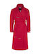 Wool Women's Red Coat with Belt