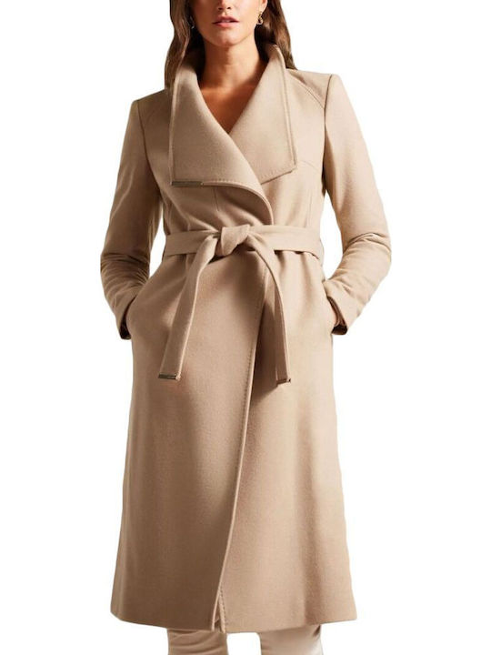 Ted Baker Wolle Damen Camel Mantel mit Gürtel 249306-CAMEL