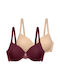 Bra with Light Padding Underwire Red/Beige