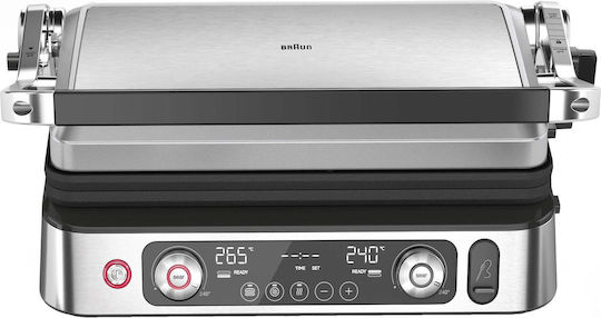 Braun Multigrill 9 Pro Настолна Електрическа Скара с Гладка и Релефна Плоча 2200W с Капак и Регулируем Термостат 37x23см