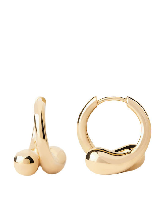 Kritsimis Earrings Hoops made of Silver Gold Plated with Stones