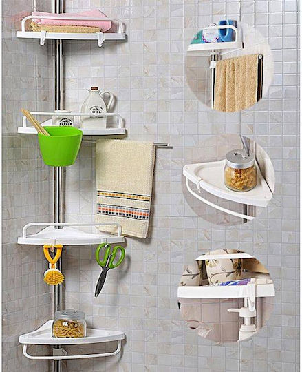 Corner Wall Mounted Bathroom Shelf Metallic Silver
