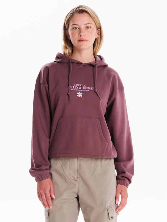 Emerson Cropped Women's Sweatshirt Hooded Purple