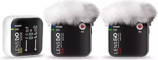 LensGo LE-348C 1v2 Ασύρματο Μικρόφωνο Πέτου, Clip On Δημοσιογραφικό σε Λευκό Χρώμα