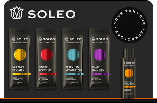 Стойка за дисплей Soleo Space Gel Tan Activator Бутилки Сашета 4 Черни Куки