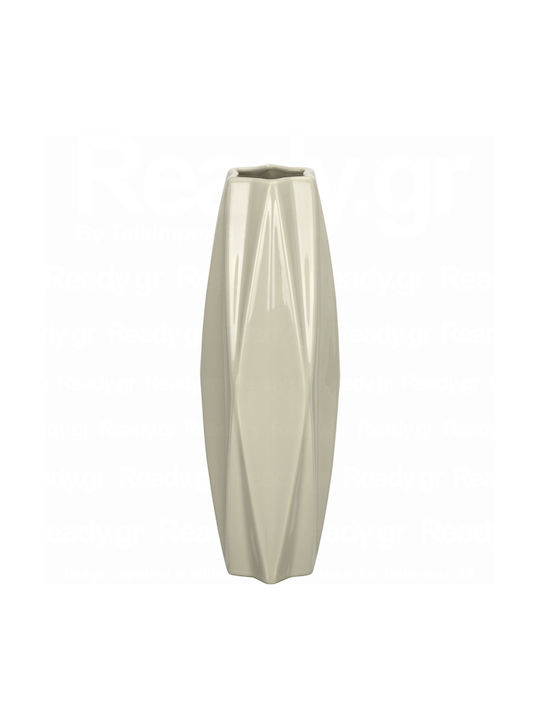 Ready Διακοσμητικό Βάζο Κεραμικό Diamond Εκρού Y12cm