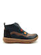 Leather Women's Ankle Boots Platform Navy Blue