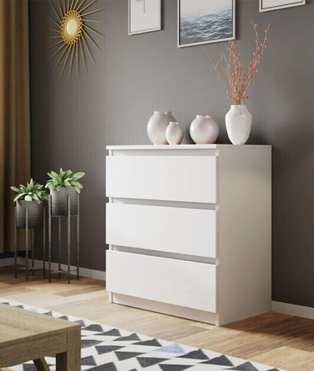 Juniper 3S Wooden Chest of Drawers with 3 Drawers White 70x40x77cm