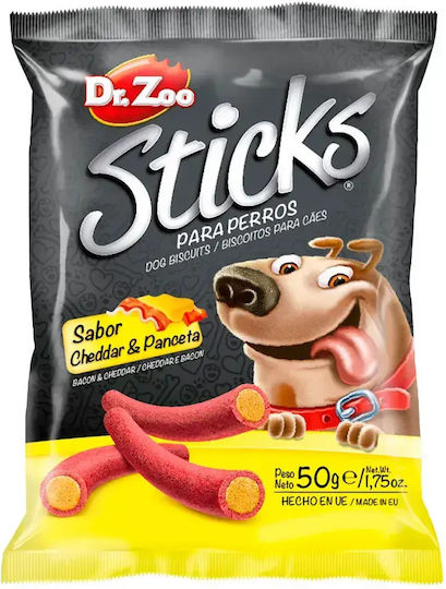 Dr. Zoo Dog Stick Treats with Bacon, Cheese, Ton, Cereals and Meat 50gr