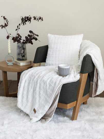Nima Weave Κουβέρτα Βελουτέ Καναπέ 130x170εκ. Cream