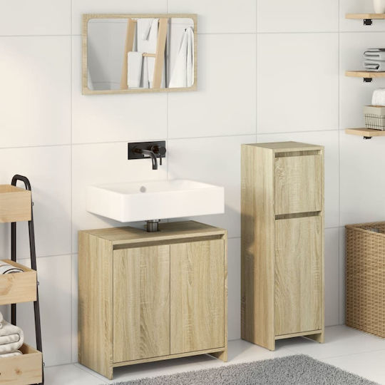 vidaXL Countertop with Sink, Mirror & Column Coffee