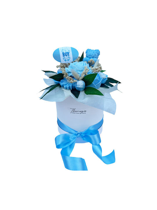 Buchet de Flori din Ceară de Soia Parfumat Themagio E Băiat 12 X 14cm Cutie Albă