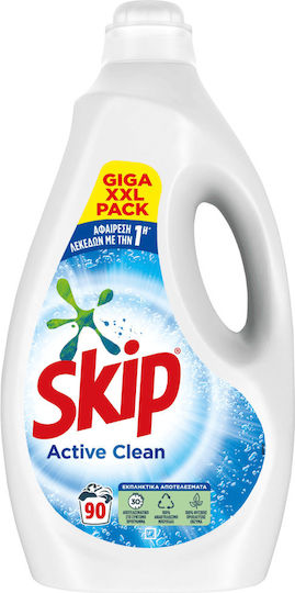 Skip Active Clean Υγρό Απορρυπαντικό για Χρωματιστά Ρούχα 4.5lt (90 Μεζούρες)