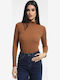 Damen Bluse Rollkragenpullover Tabac Brown