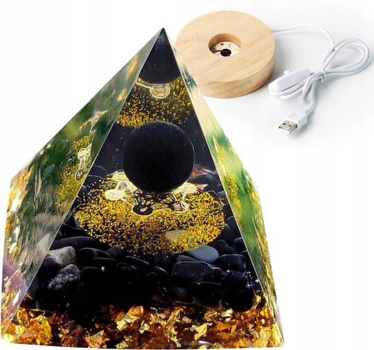 Orgonit-Pyramide + LED-Lampensockel 5cm Kristallsteine Amulett 5cm Hx20