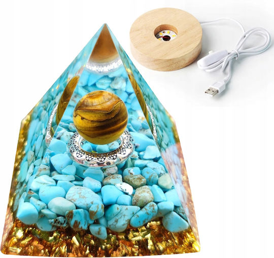 Orgonit-Pyramide + LED-Lampenfuß 5cm Kristallsteine Amulett 5cm Hx11