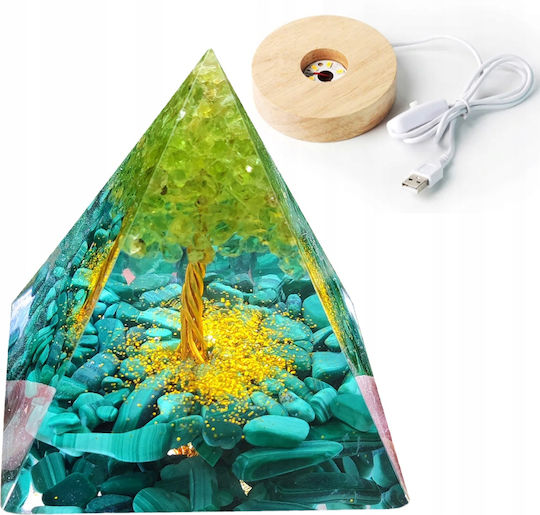 Orgonite Pyramid + Led Lamp Base 5cm Crystal Stones Amulet 5cm Hx12