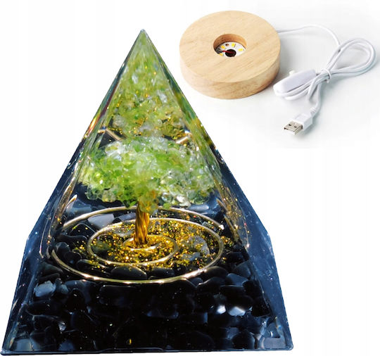 Piramidă Orgonită + Bază Lampă Led 5cm Pietre de Cristal Amuletă 5cm Hx14