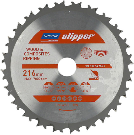 Norton Clipper Norton Circular Saw 216mm X 30mm X 24z Wood Composites Cutting Disc