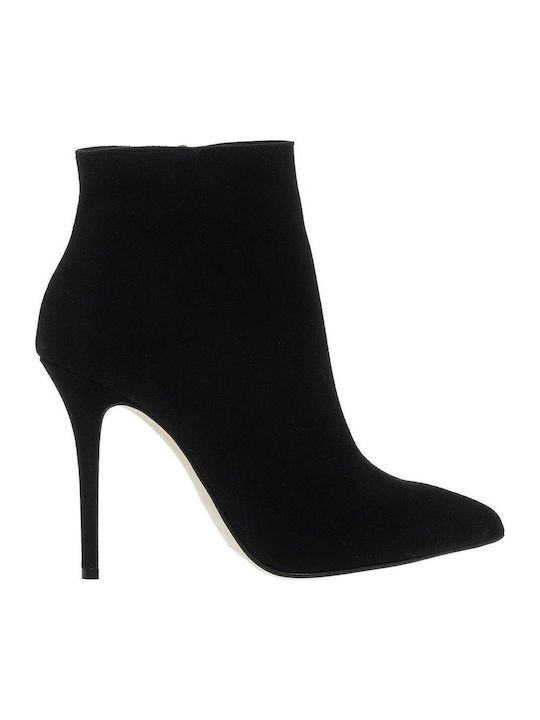 Ghete Dama Ankle Boots De Catifea Negru