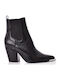 Leder Damen Chelsea Stiefeletten mit hohem Absatz Schwarz