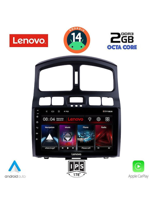 Lenovo Ηχοσύστημα Αυτοκινήτου για Hyundai Santa Fe 2003-2006 (Bluetooth/USB/AUX/WiFi/GPS/Apple-Carplay/Android-Auto) με Οθόνη Αφής 9"