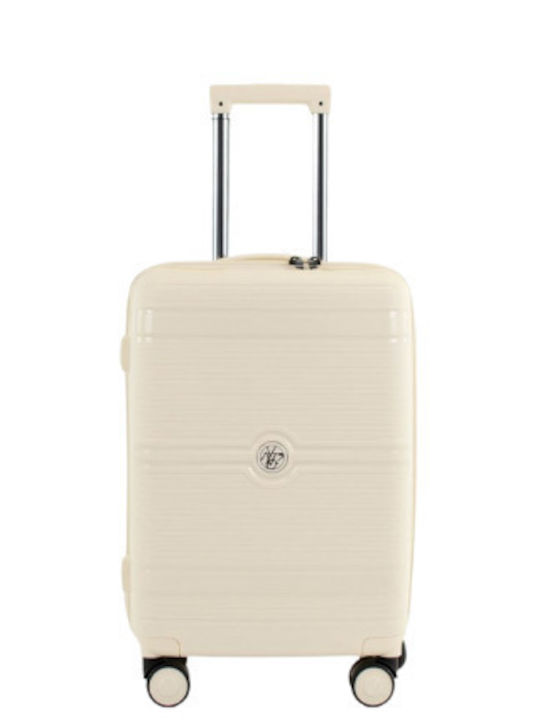 Y Not? Cabin Travel Suitcase Hard Ivory Beige with 4 Wheels Height 55cm SHI43001