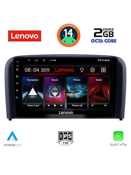 Lenovo Auto-Audiosystem für Volvo S80 1999-2006 (Bluetooth/USB/AUX/WiFi/GPS/Apple-Carplay/Android-Auto) mit Touchscreen 9"