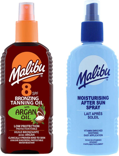 Malibu Bronzing Oil Argan Spf8 200ml + After Sun Spray Balm 200ml