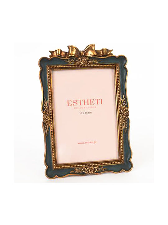 Estheti Home Κορνίζα Resin Πράσινη Χρυσή 10x15cm 14x2x21cm 756-12067