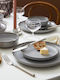 Kutahya Porselen Mood Gray Porcelain Dinnerware Set 24pcs