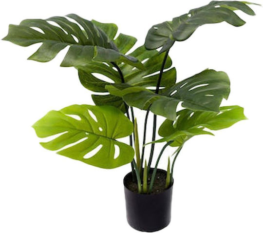Artificial Monstera H0.75m 6 Pe Leaves Black Pot Ø13cm