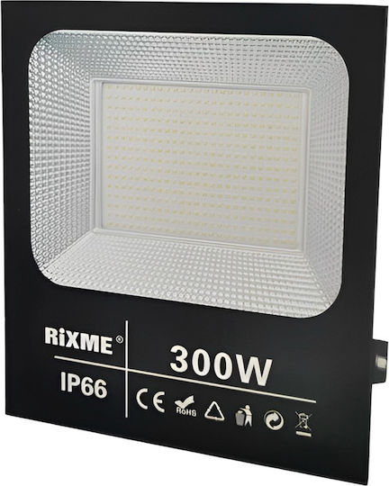 Rixme Στεγανός Προβολέας LED 300W Ψυχρό Λευκό IP66